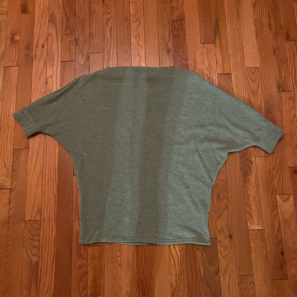 Greenish Gray Quarter Sleeve Cowl Neck Top Women Size L